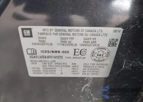 2015 GMC Terrain Sle from USA, damaged, VIN 2GKFLWEK4F6141673